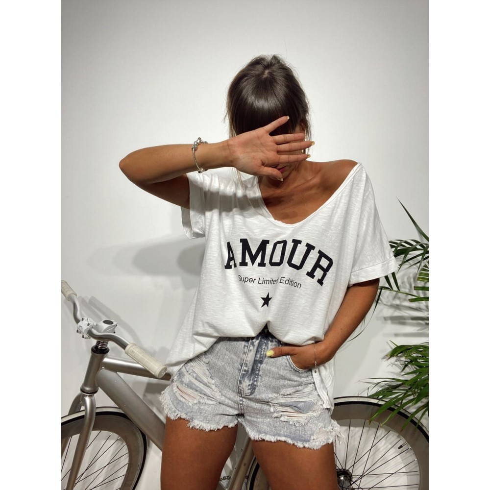 Camiseta Oversize AMOUR Blanco Heve Camiseta Oversize AMOUR Blanco Heve