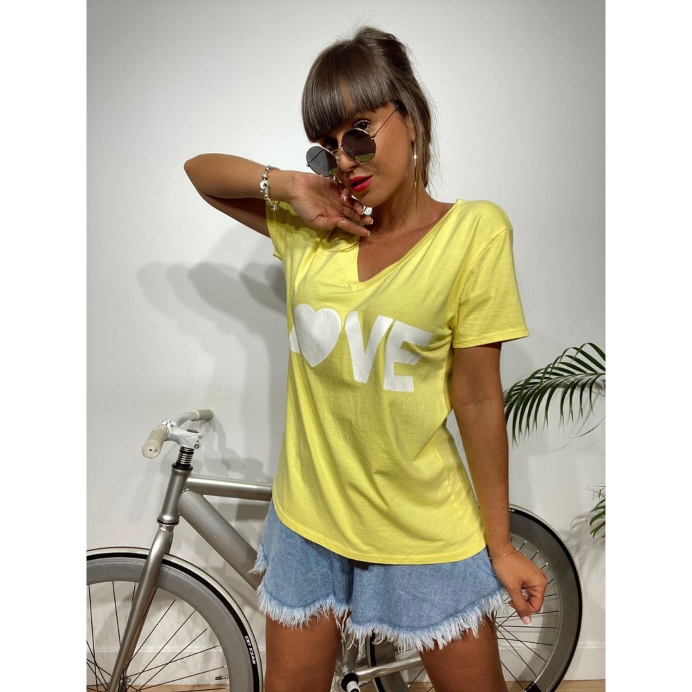 Camiseta Pico LOVE Amarillo Heve Camiseta Pico LOVE Amarillo Heve