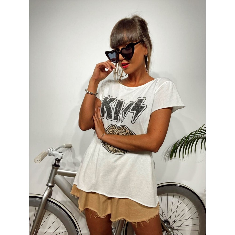 Camiseta Algodón KISS PRINT Blanco Heve Camiseta Algodón KISS PRINT Blanco Heve