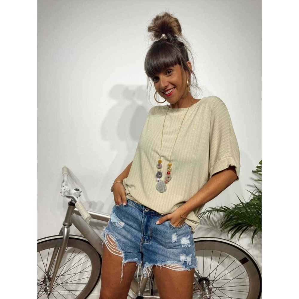 Camiseta Oversize MATILDA Beige Heve Camiseta Oversize MATILDA Beige Heve