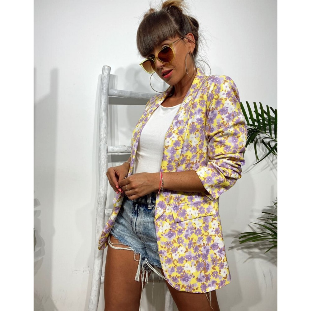Blazer Flores ZAHRA Amarillo/Lila Heve Blazer Flores ZAHRA Amarillo/Lila Heve
