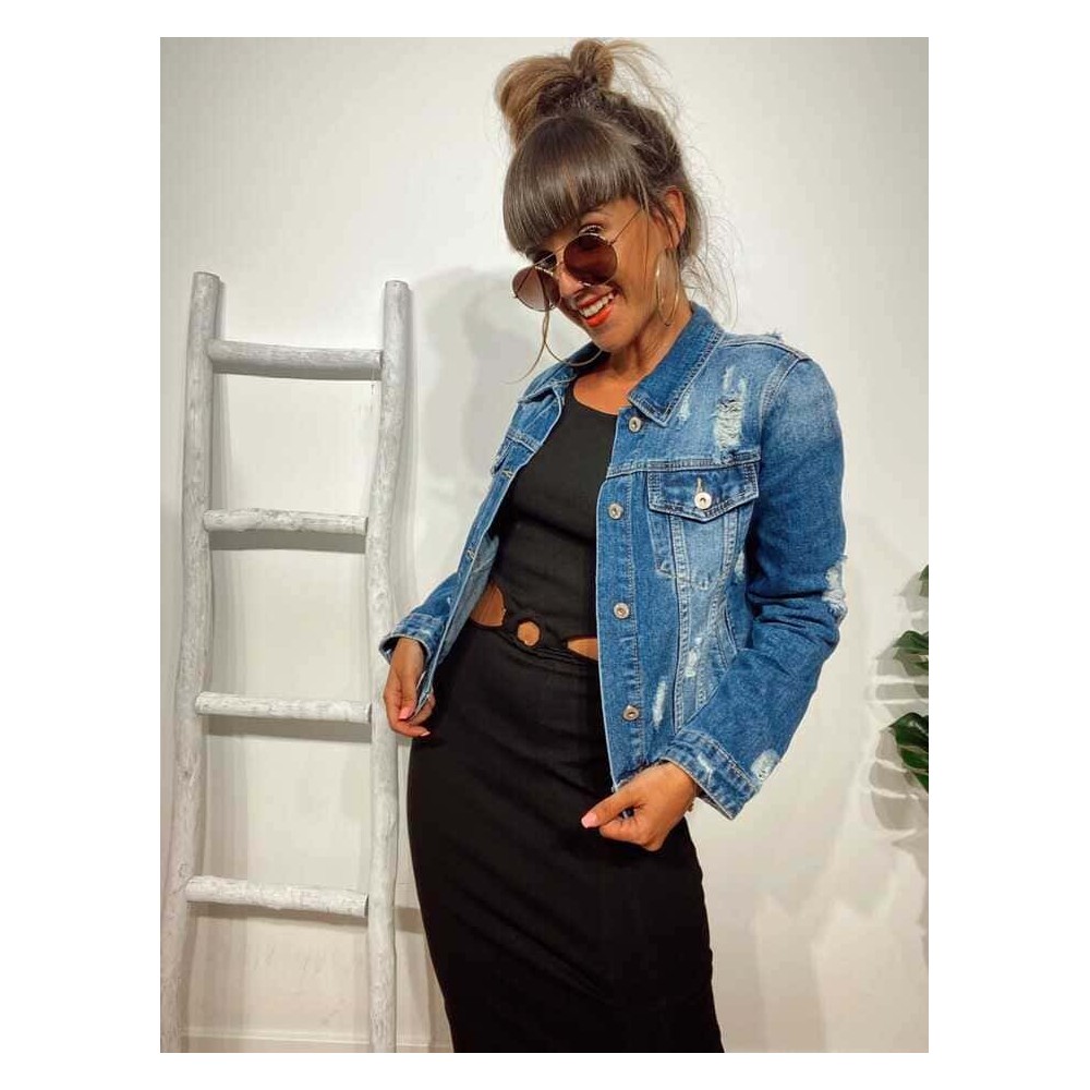 Cazadora Denim Ripped PUCK Heve Cazadora Denim Ripped PUCK Heve