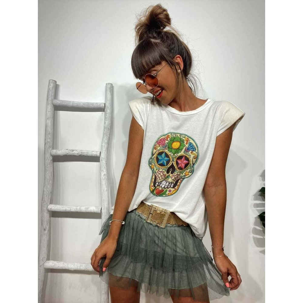 Camiseta Hombreras CROWE Blanco Heve Camiseta Hombreras CROWE Blanco Heve