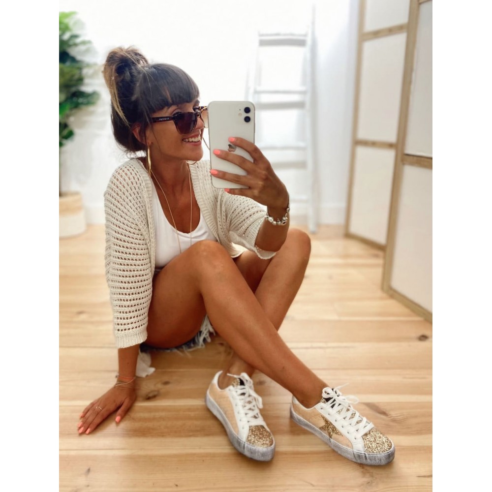 Deportiva Estrella ZIVAR Beige/Oro Heve Deportiva Estrella ZIVAR Beige/Oro Heve