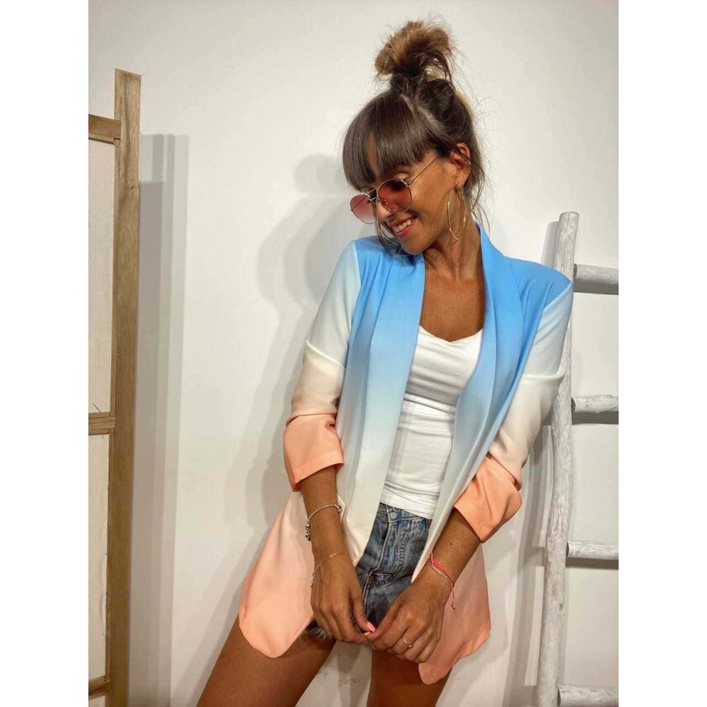 Blazer Degradado SANTORINI Azul/Coral Heve Blazer Degradado SANTORINI Azul/Coral Heve