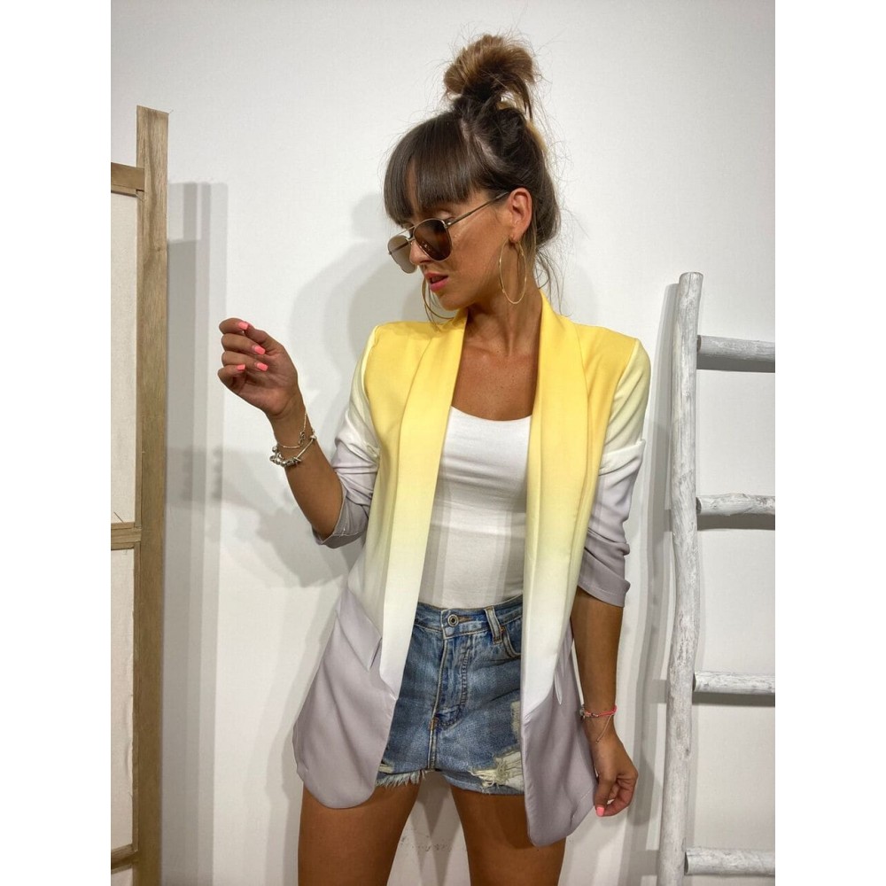 Blazer Degradado SANTORINI Mostaza/Gris Heve Blazer Degradado SANTORINI Mostaza/Gris Heve