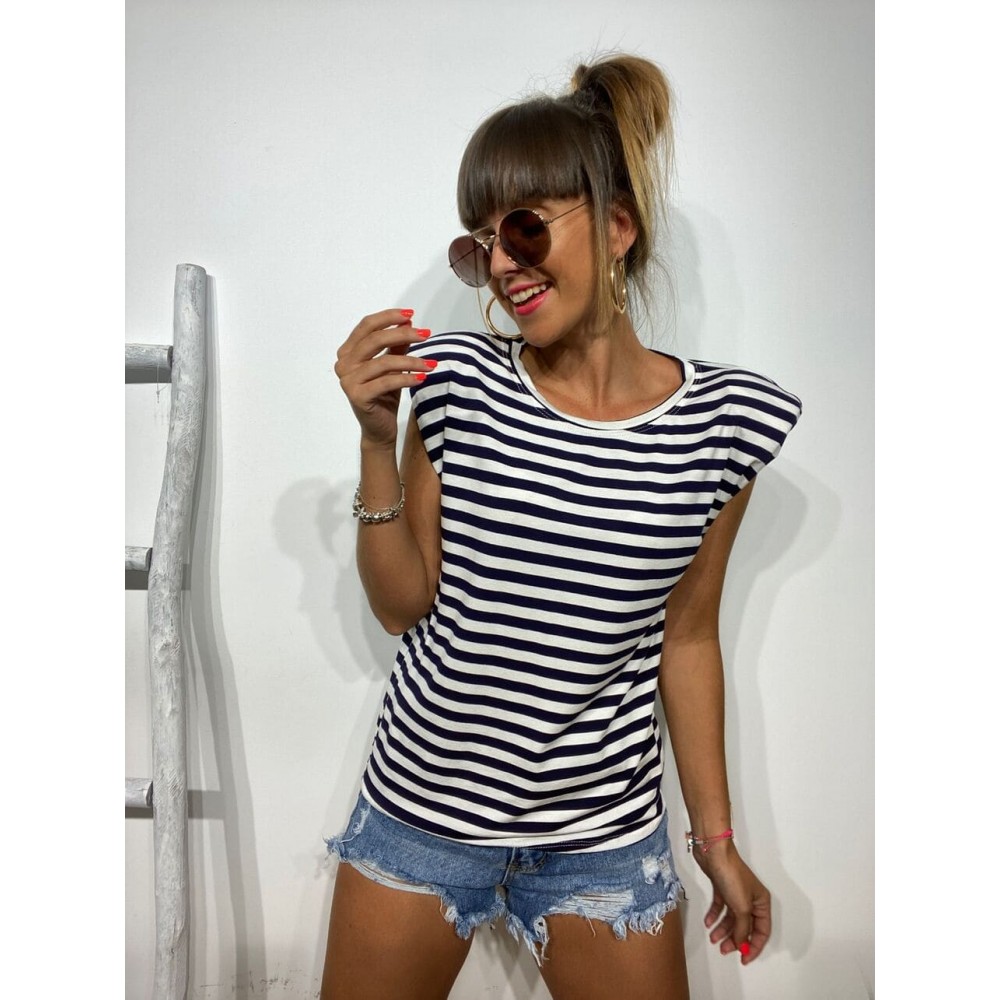 Camiseta Marinera Hombreras PORTOFINO Azul Heve Camiseta Marinera Hombreras PORTOFINO Azul Heve