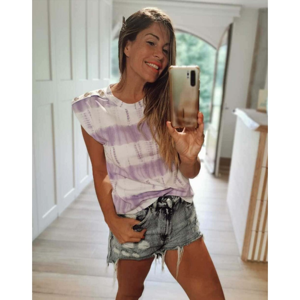 Camiseta Tie Dye Hombreras CLEOME Lila Heve Camiseta Tie Dye Hombreras CLEOME Lila Heve