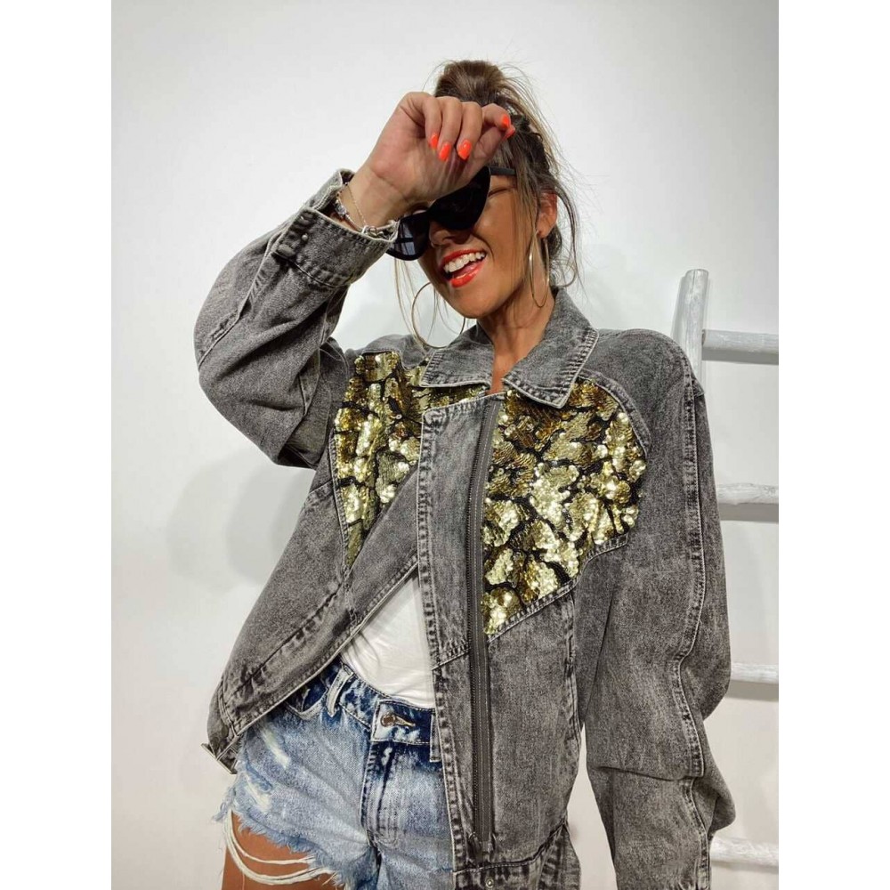 Cazadora Denim Retro SAMANTHA Gris Heve Cazadora Denim Retro SAMANTHA Gris Heve