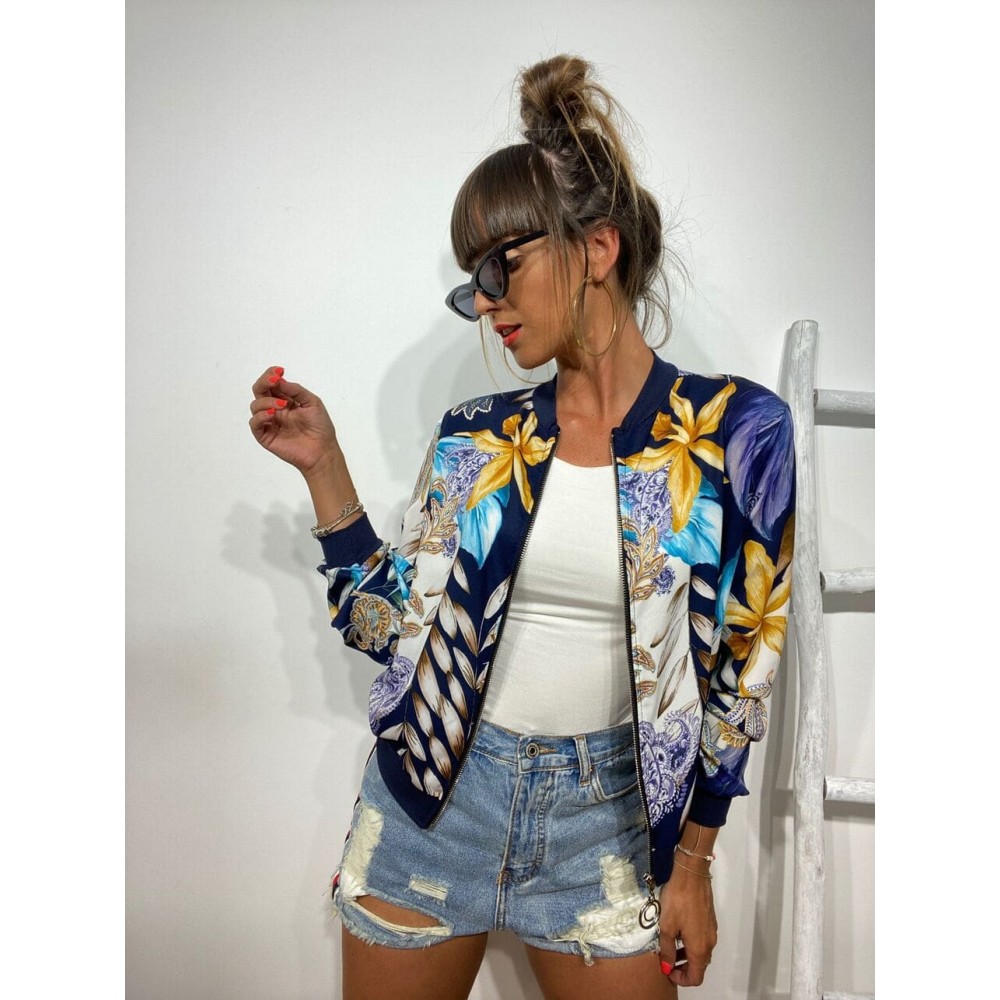 Bomber Tropical CARIBA Azul Heve Bomber Tropical CARIBA Azul Heve