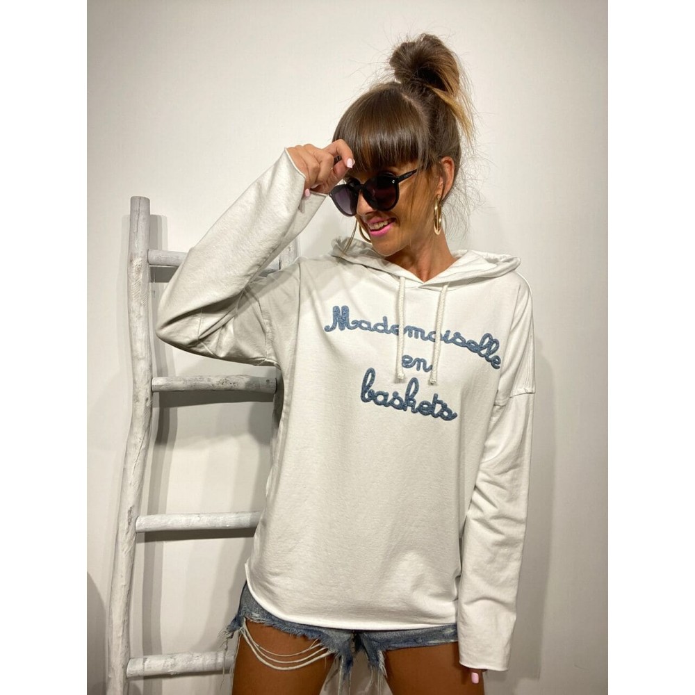 Sudadera Capucha MADEMOISELLE Blanco Heve Sudadera Capucha MADEMOISELLE Blanco Heve