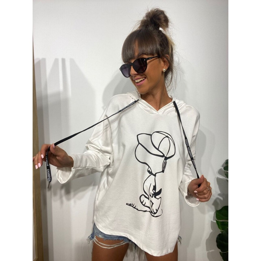Sudadera Oversize SNOOPY CAP Blanco Heve Sudadera Oversize SNOOPY CAP Blanco Heve