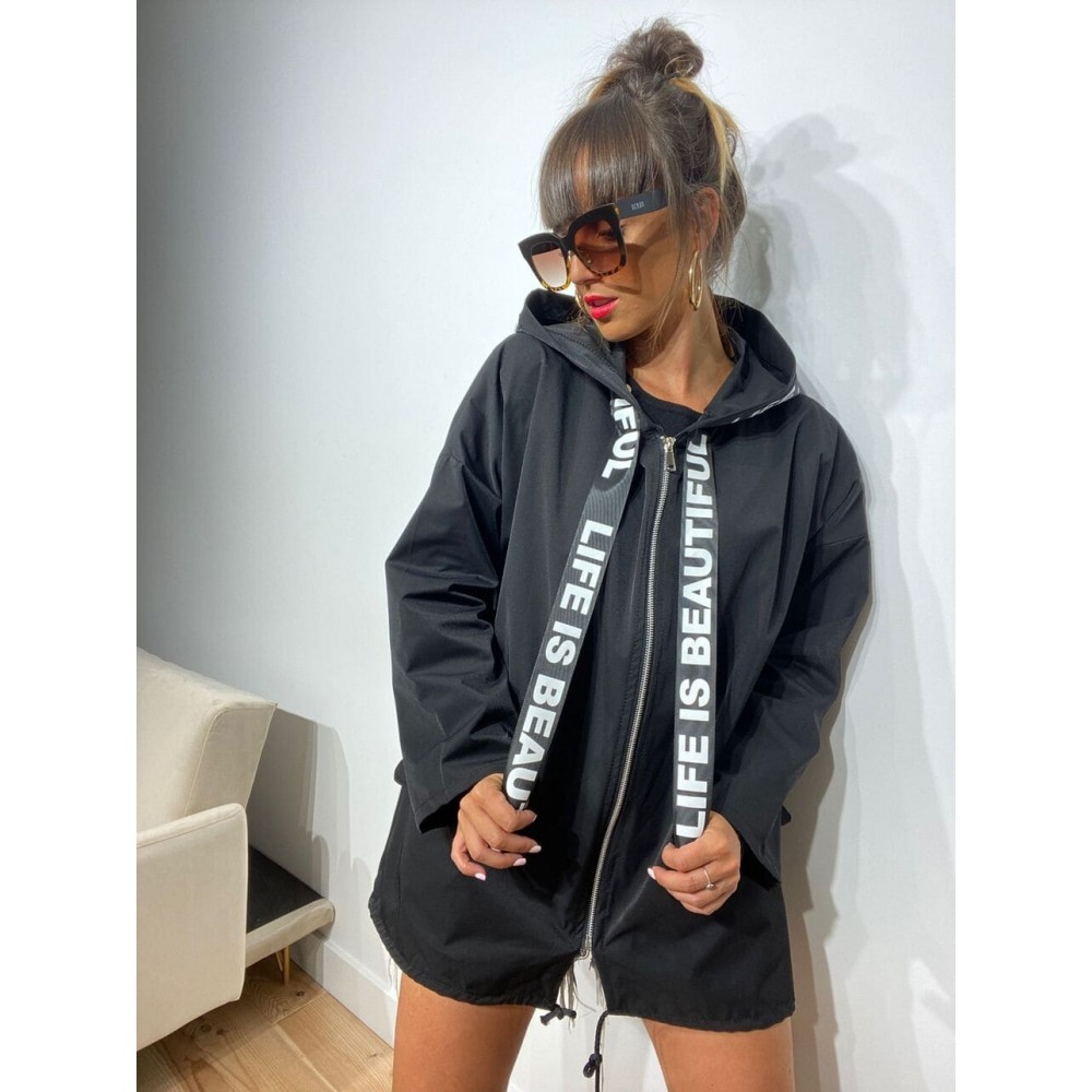 Cortavientos Oversize LIFE Negro Heve Cortavientos Oversize LIFE Negro Heve