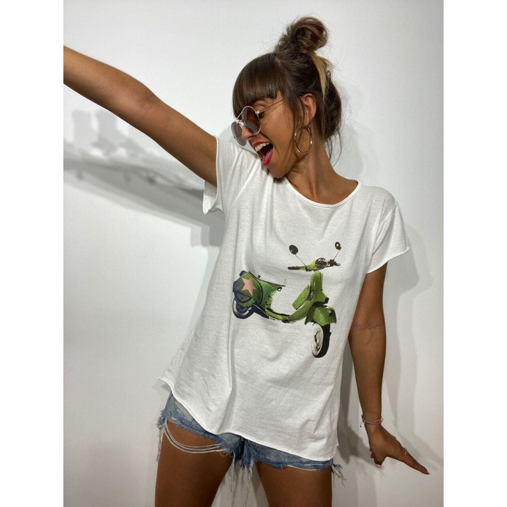 Camiseta Algodón VESPA STAR Blanco Heve Camiseta Algodón VESPA STAR Blanco Heve