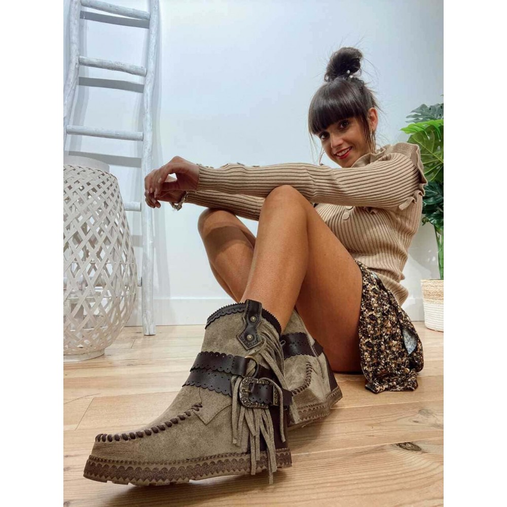 Botín Boho TAYAK Taupe Heve Botín Boho TAYAK Taupe Heve