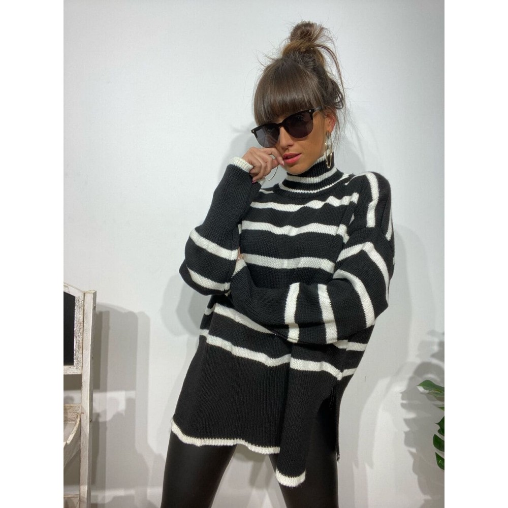 Jersey Rayas BOSTON Negro/Crudo Heve Jersey Rayas BOSTON Negro/Crudo Heve