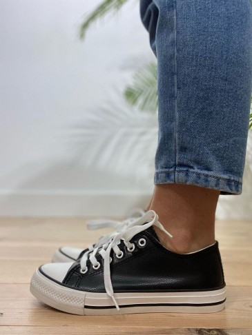 Sneaker Polipiel LONDON Negro HEVE