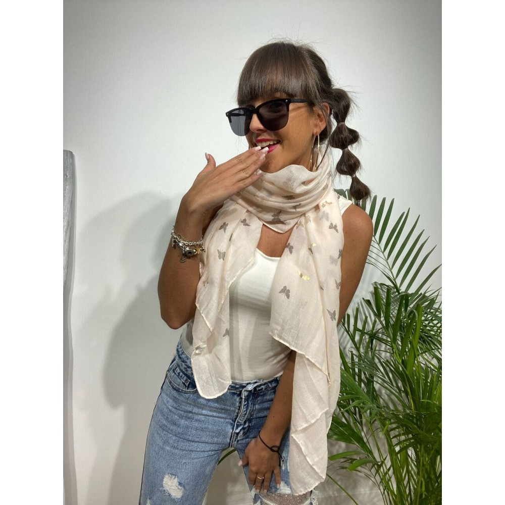 Pañuelo Mariposas FLYBETH Rosita/Taupe Heve Pañuelo Mariposas FLYBETH Rosita/Taupe Heve