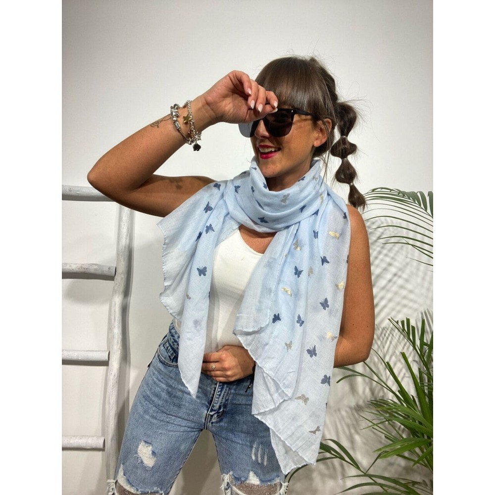 Pañuelo Mariposas FLYBETH Celeste Heve Pañuelo Mariposas FLYBETH Celeste Heve